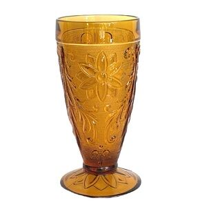 Vintage Amber Sandwich Pattern By Tiara Tumbler Iced Tea Glass